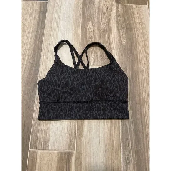 Lululemon Energy Bra Long Line *Medium Support Wild Thing Camo Deep Coal Size 6 - Picture 5 of 8